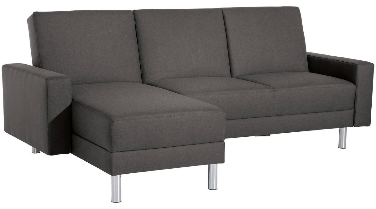 Ecksofa mit Schlaffunktion Just Fashion Anthrazit - Chromfarben/Anthrazit, KONVENTIONELL, Textil (152/230cm) - Max Winzer