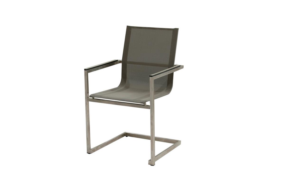 Gartensessel-Set 4-Tlg Sienna Metall/Kunststoff - Taupe/Silberfarben, Basics, Kunststoff/Metall (80/120/120cm) - Gardenson