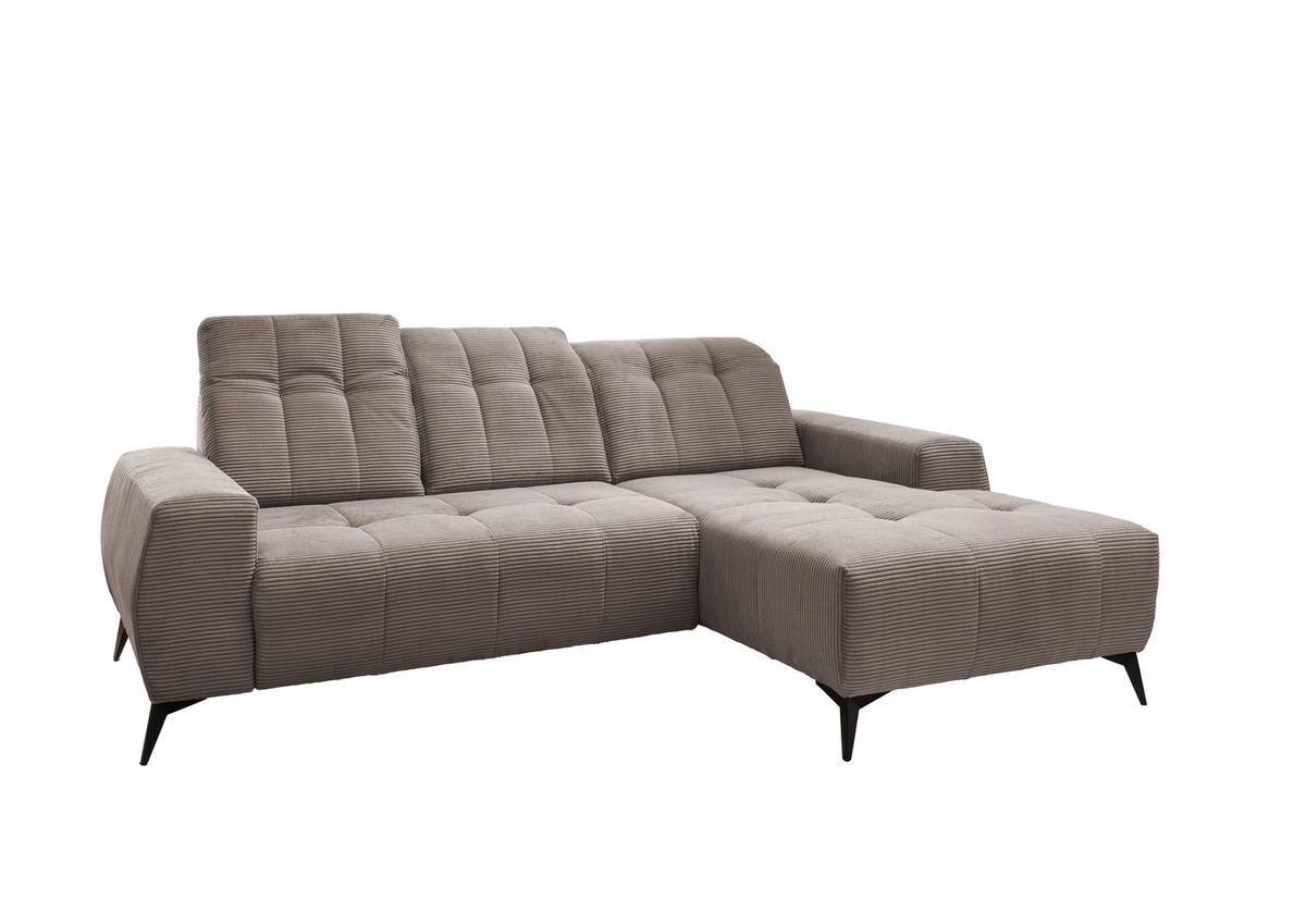 Ecksofa mit USB Anschluss Sano, Graubraun, S: 258x180 cm - Graubraun/Schwarz, MODERN, Textil (258/180cm) - Livetastic