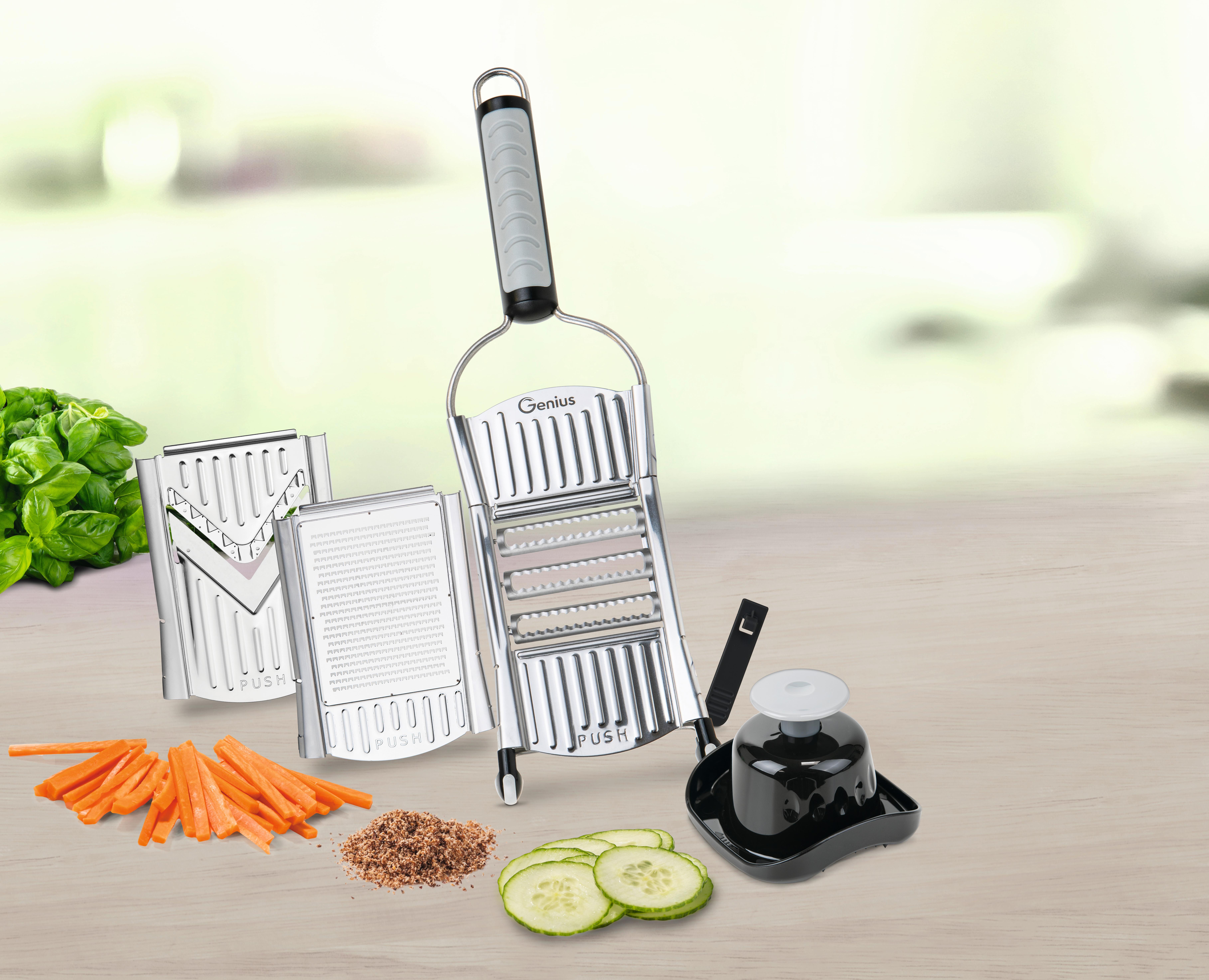 Küchenreibe Nicer Dicer Speed Metall, 7er-Set - Silberfarben, Basics, Kunststoff/Metall - Genius