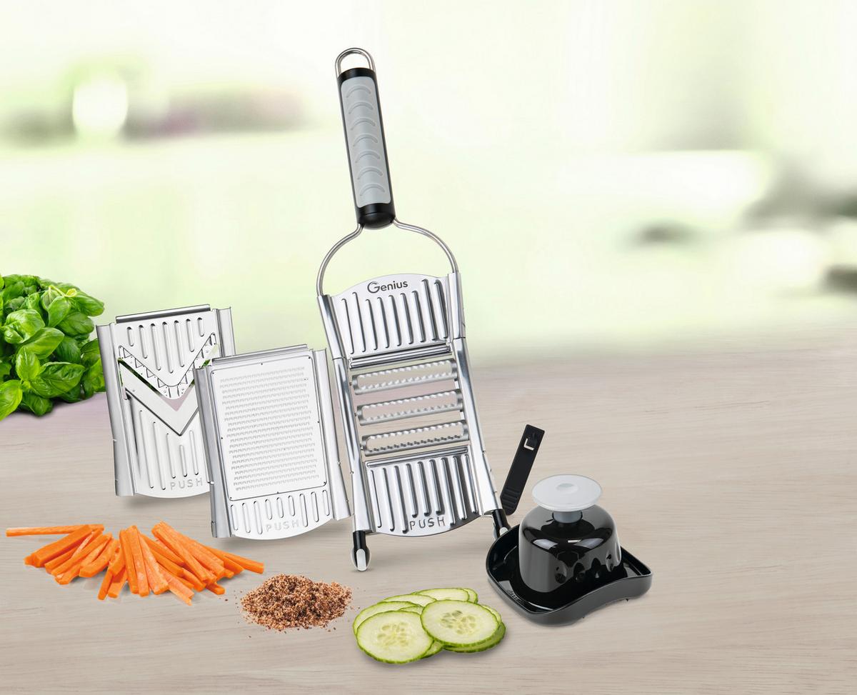 Küchenreibe Nicer Dicer Speed Metall, 7er-Set - Silberfarben, Basics, Kunststoff/Metall - Genius