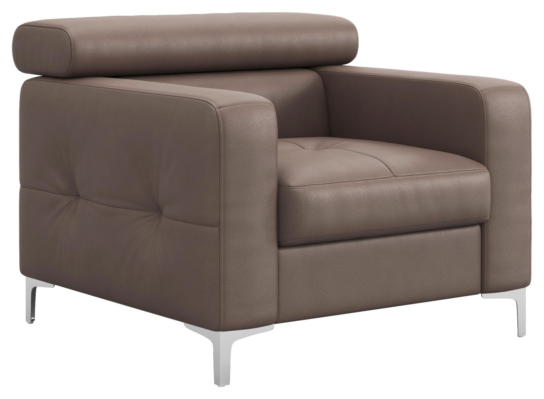 Polstersessel Sammy Hellbraun Leder - Chromfarben/Hellbraun, Design, Leder (99/78-92/106cm) - Livetastic