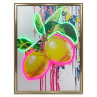 LED-Bild Neon Lemons - Multicolor/Schwarz, Basics, Holzwerkstoff/Kunststoff (50/70/3,5cm)