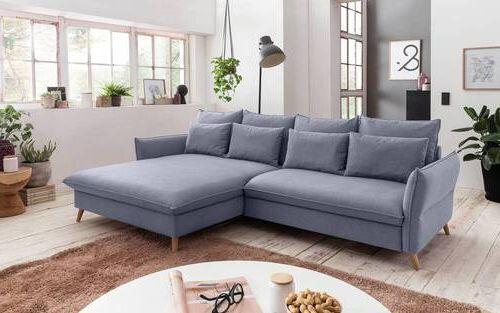 Eckschlafsofa Walter Blau S: 170 cm - Blau/Buchefarben, Design, Textil (170/274cm) - Livetastic