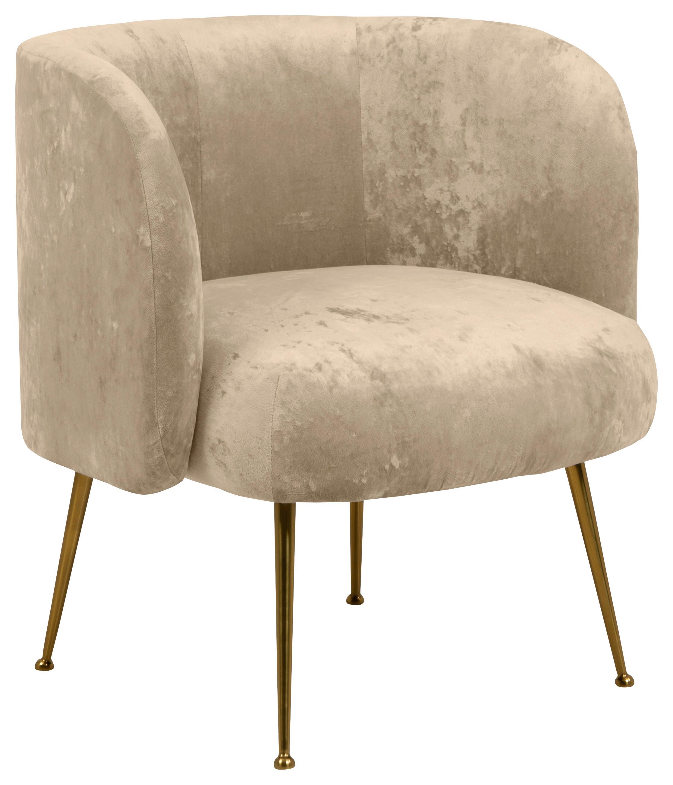 Esszimmerstuhl Cloe Beige gepolstert - Beige/Goldfarben, KONVENTIONELL, Textil (74/77/70cm) - MID.YOU
