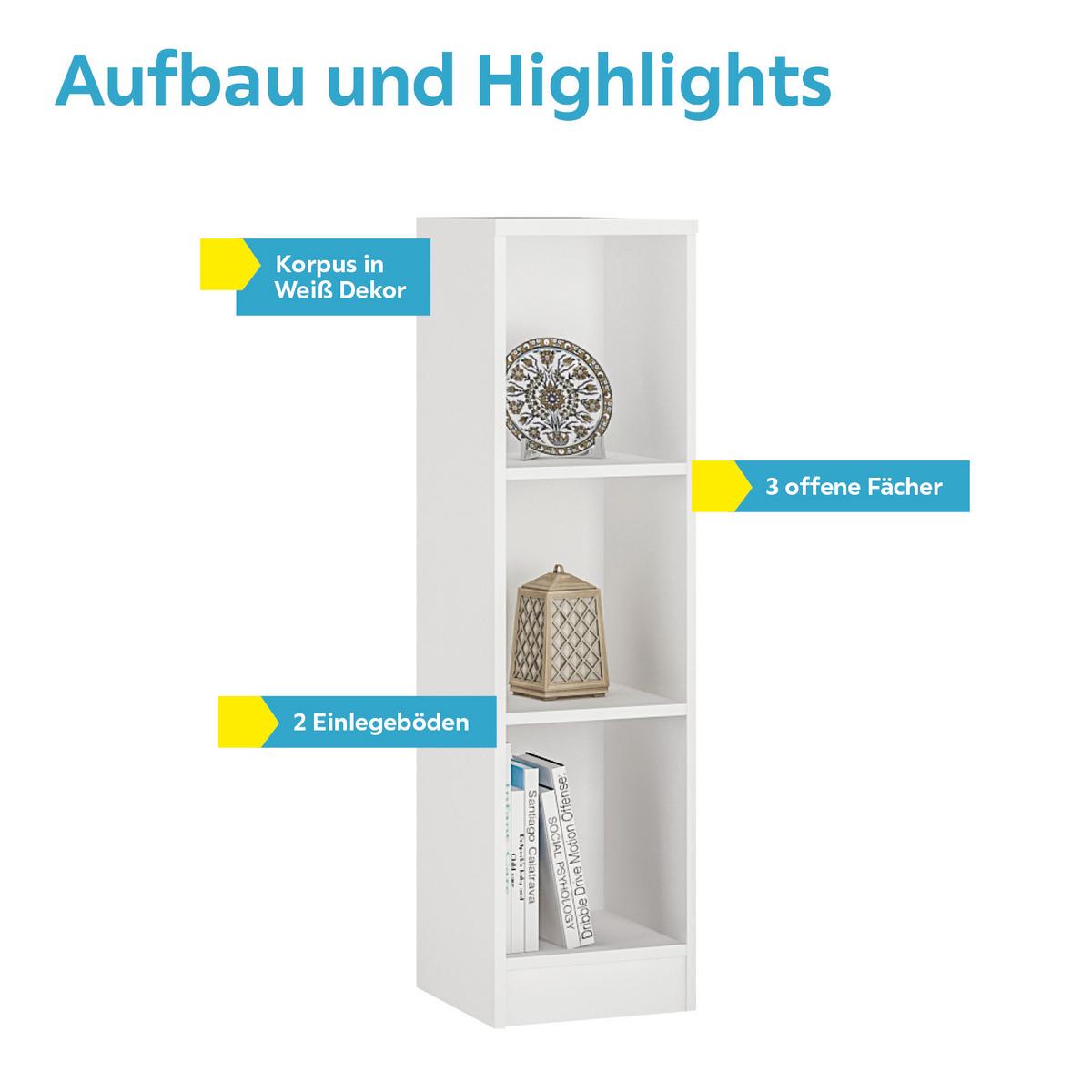 Regal 4-You B 30 cm, Weiß - Weiß, MODERN, Holz (30/111,5/35,2cm)