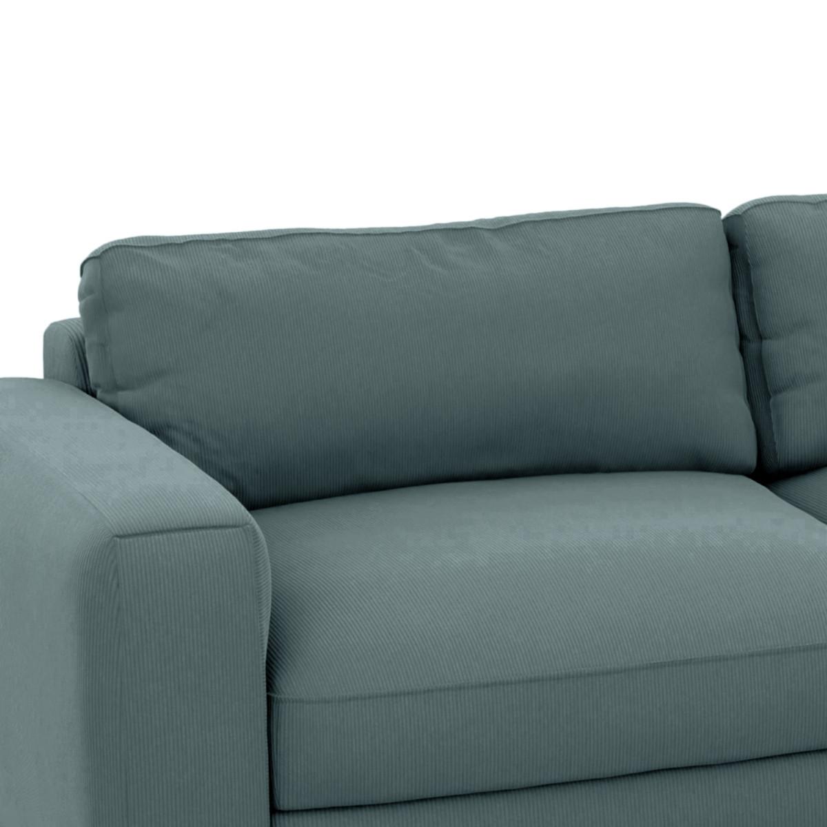 Ecksofa Bourbon Blaugrau S: 303x176 cm - Blaugrau/Schwarz, MODERN, Textil (303/176cm) - Trendmanufaktur
