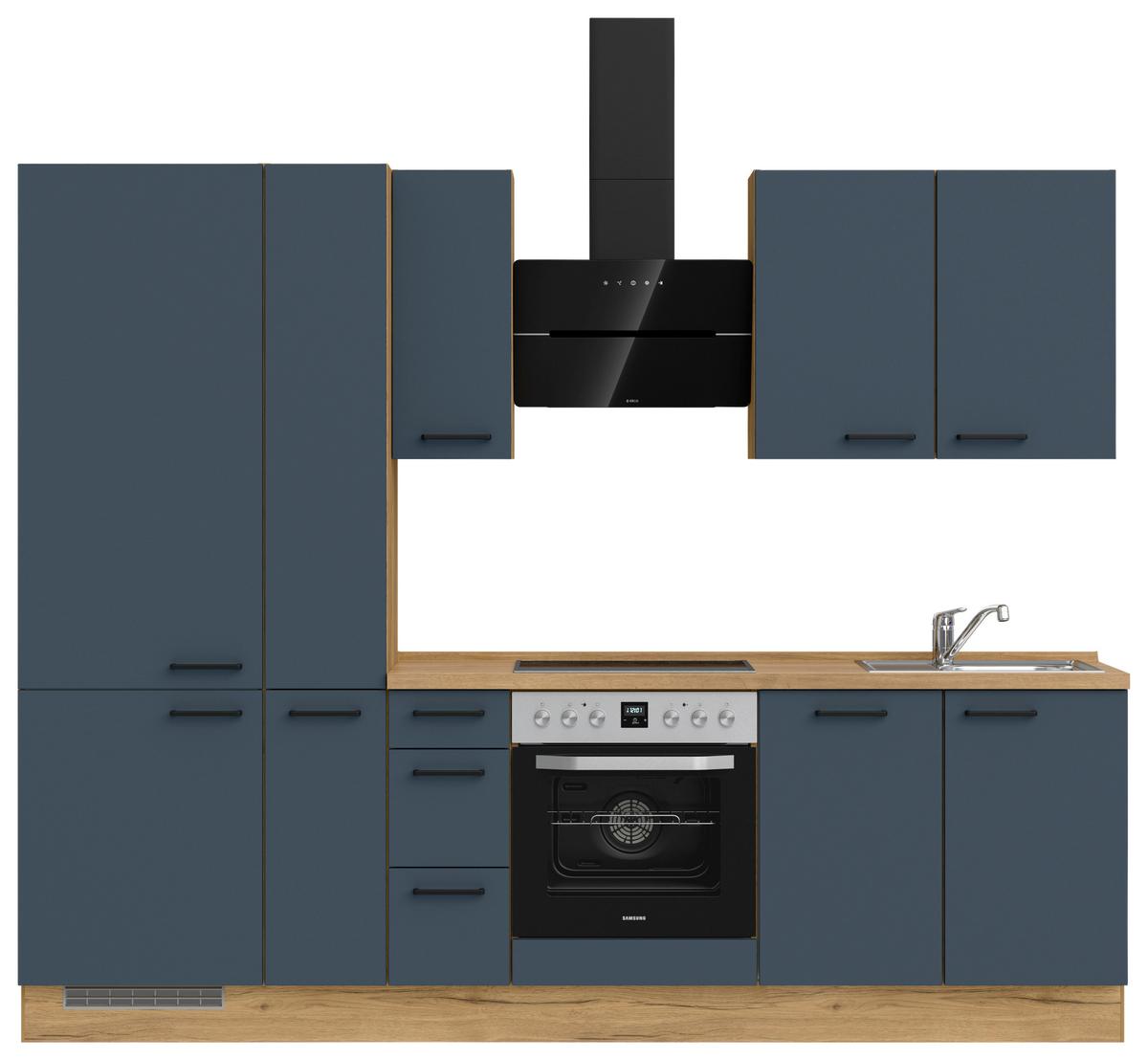 Küchenleerblock Easytouch High-Line, H3 Links - Blau/Eichefarben, MODERN, Holzwerkstoff (270cm) - Nobilia