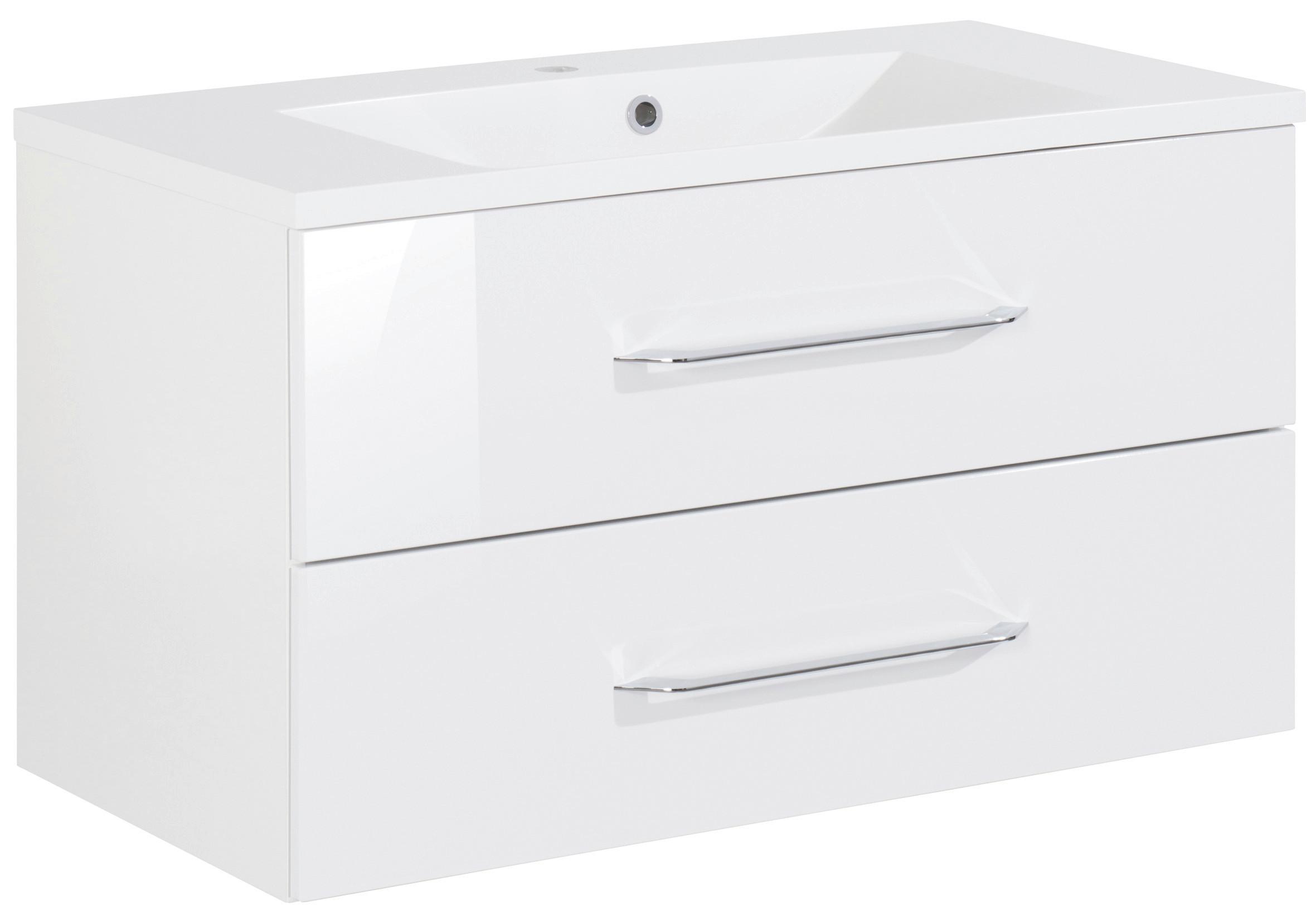 Waschbecken mit Unterschrank Clever B: 90 cm Weiß - Weiß, MODERN, Holzwerkstoff/Kunststoff (90cm) - MID.YOU