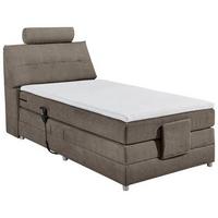 Boxspringbett Mit Topper Elektrisch 120x200 Cm Palermo - Silberfarben/Braun, MODERN, Holzwerkstoff/Textil (120/200cm) - MID.YOU