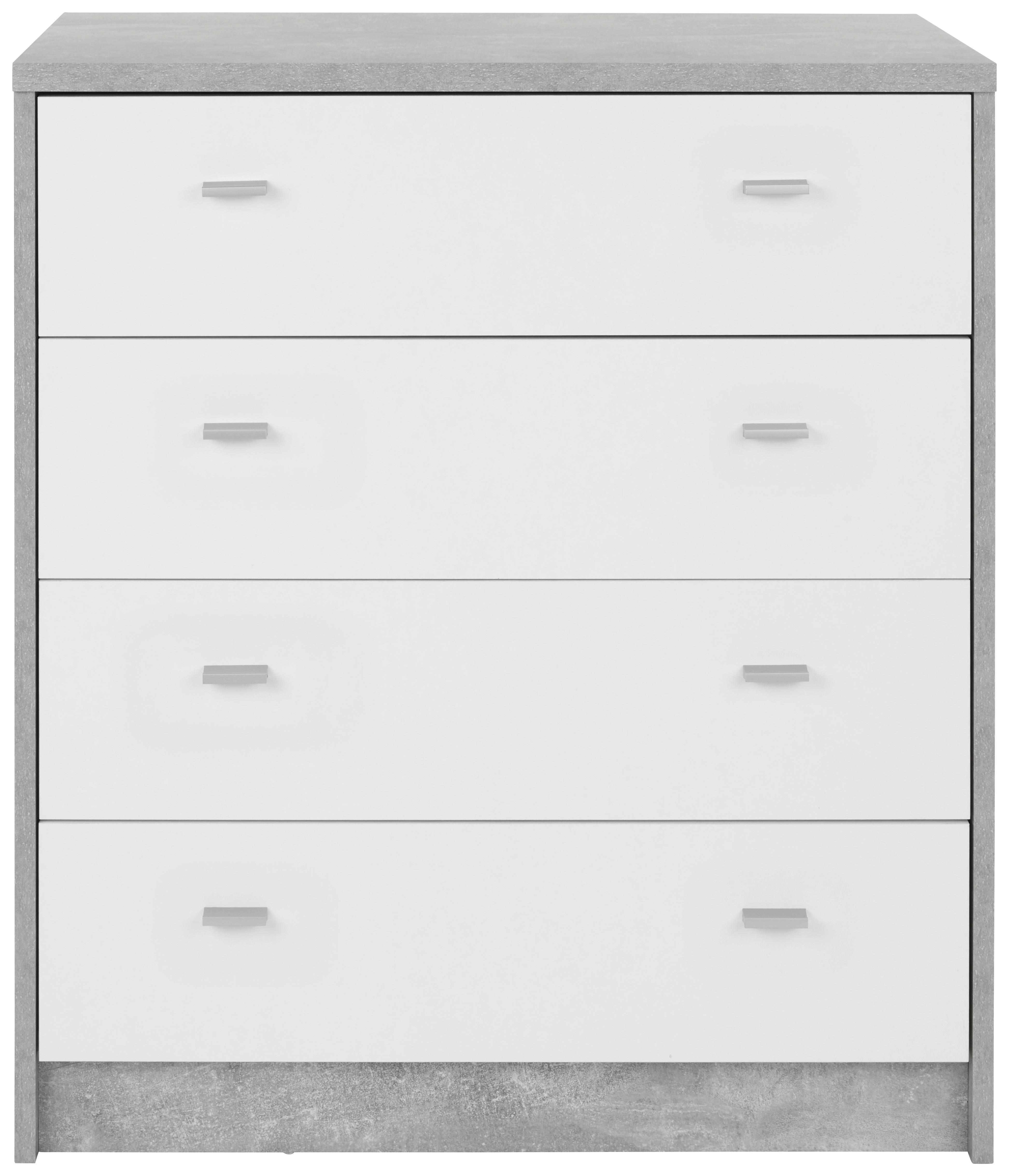 Kommode B 74cm 4-You New, Beton Optik/Weiß - Schwarz/Weiß, MODERN, Holzwerkstoff (74/85,4/44,5cm)