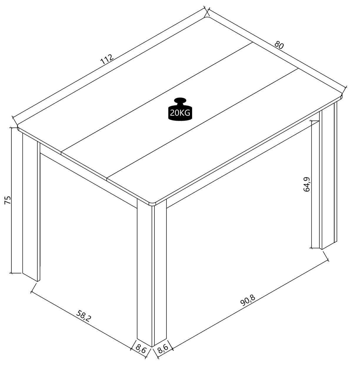 Esstisch Disalo Weiß/Honigeiche L: 115cm - Honigeiche/Weiß, MODERN, Holzwerkstoff (115/80/75cm) - MID.YOU