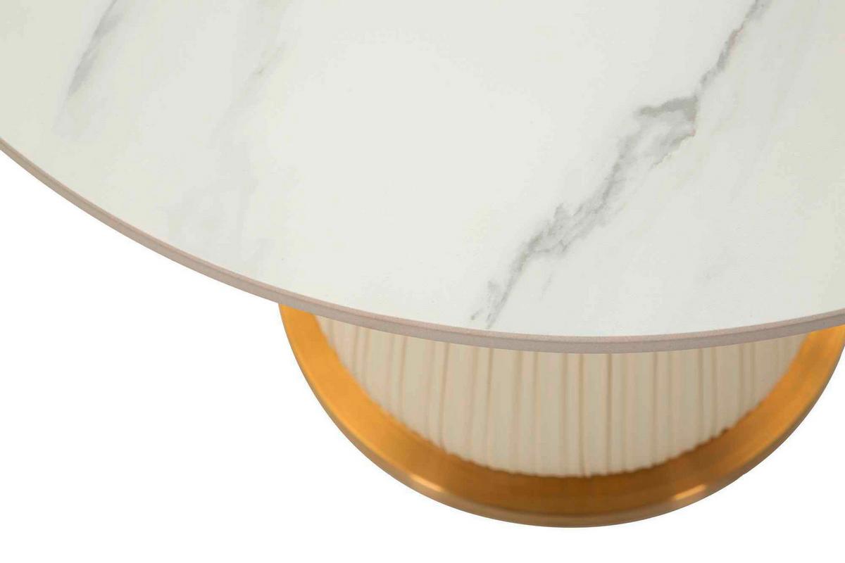 Couchtisch Nova Creme/goldfarben/weiß B: 50 Cm - Goldfarben/Creme, Basics, Keramik/Kunststoff (50/60/60cm)