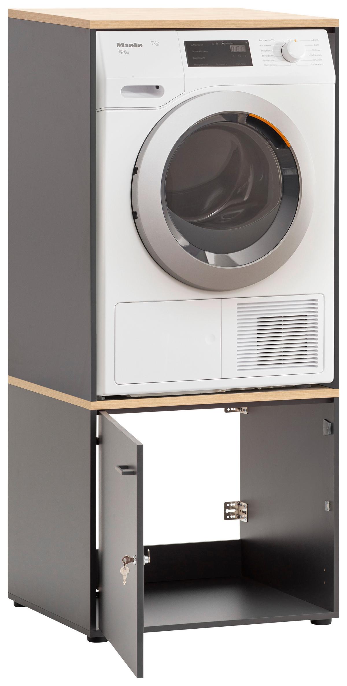 Waschmaschinenschrank Antharzit/Eichefarben B:67,1cm - Eichefarben/Anthrazit, MODERN, Holzwerkstoff (67,1/154,7/60cm) - MID.YOU