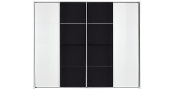 Schwebetürenschrank mit Glas 271cm Bensheim, Weiß/Basalt - Dunkelgrau/Eichefarben, MODERN, Glas/Holzwerkstoff (271/230/62cm) - James Wood