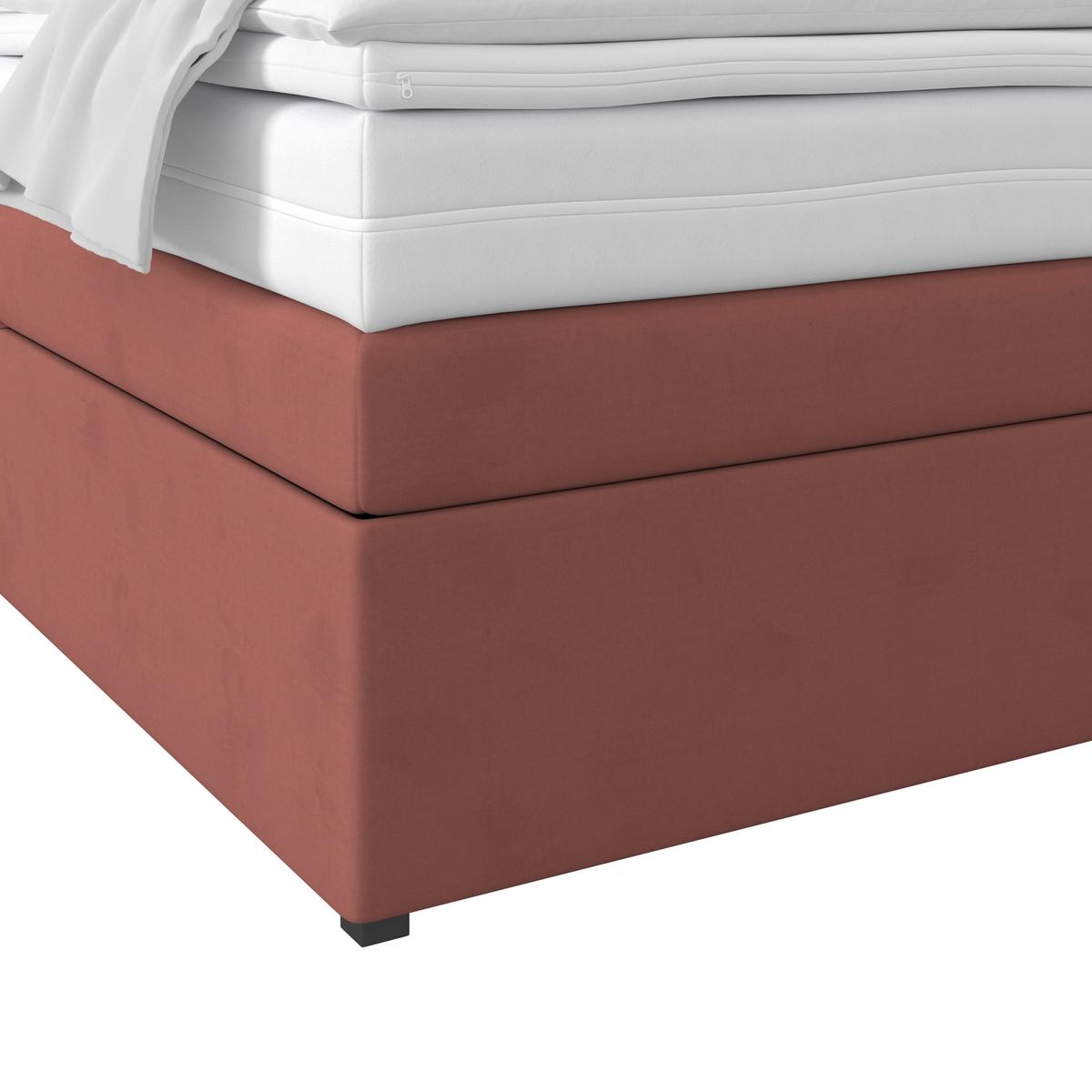 Boxspringbett Mit Topper Mit Bettkasten 180x200 Cm Rossa - Altrosa/Schwarz, MODERN, Holzwerkstoff/Textil (180/200cm)