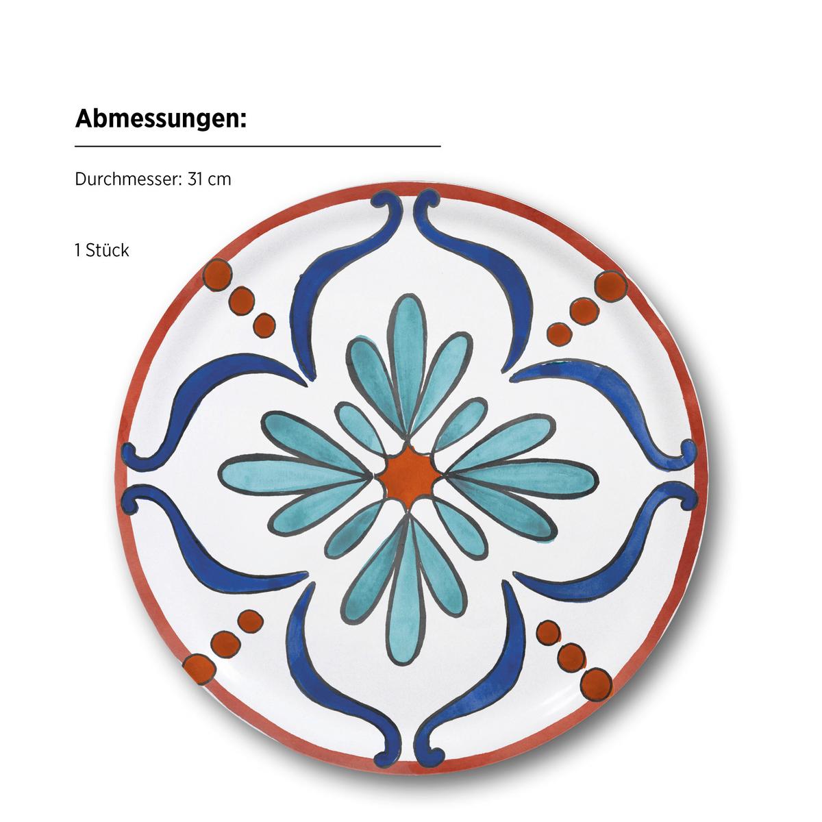 Pizzatellerset Porzellan 4 tlg. D: 31 cm - Rot/Weiß, Basics, Keramik (31cm) - Mäser