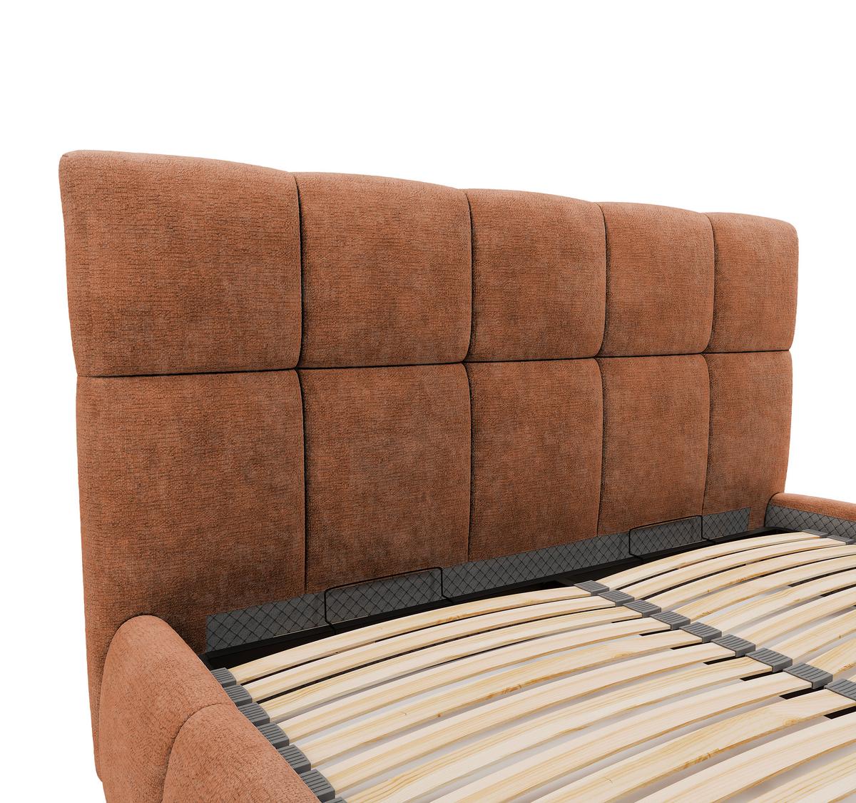 Polsterbett Cherry Chenille Rostfarben, Lf: 180x200 cm - Rostfarben/Schwarz, MODERN, Holz/Holzwerkstoff (180/200cm) - MID.YOU