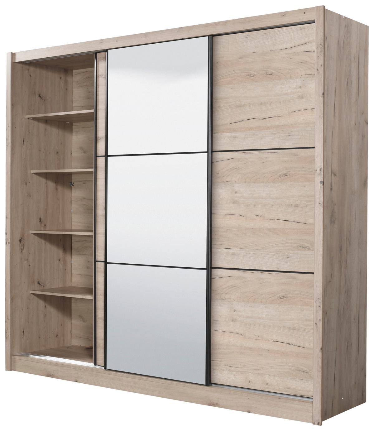 Tolóajtós Szekrény Navara 242/215,5 Cm - tölgyfa, Basics (242/215,5/60,5cm)