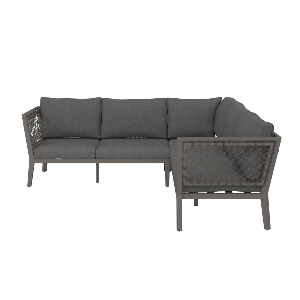 TERASOVÁ SEDACIA SÚPRAVA MALOU - antracitová/tmavosivá, Modern, kov/textil (218/68/76,5cm) - Bessagi Garden