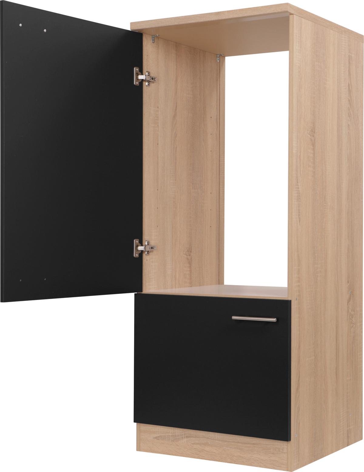 Geräteumbauschrank Merle Schwarz, Eiche Dekor B: 60 cm - Eichefarben/Schwarz, Basics, Holzwerkstoff (60/144,8/60cm) - Respekta