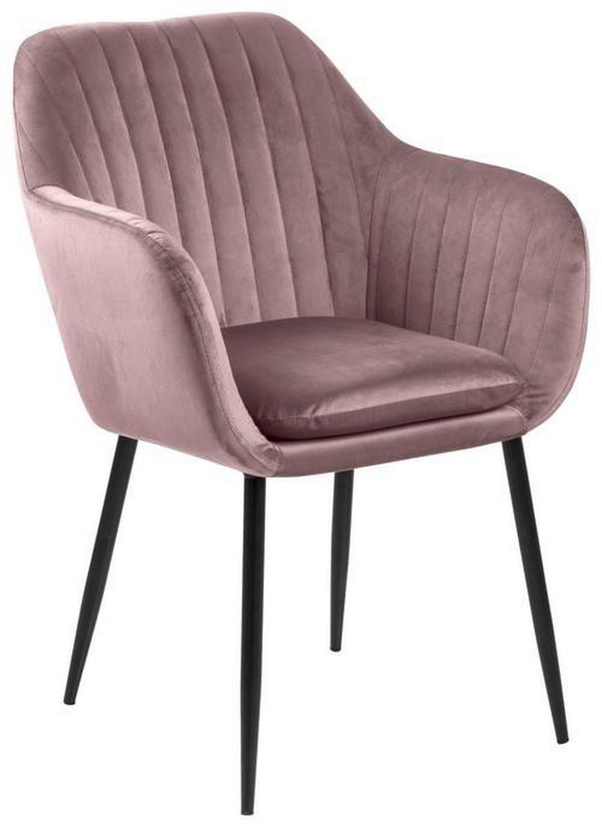 Židle s područkami EMILIA růžová - starorůžová/černá, Trend, kov/textil (57/83/59cm) - Ambia Home