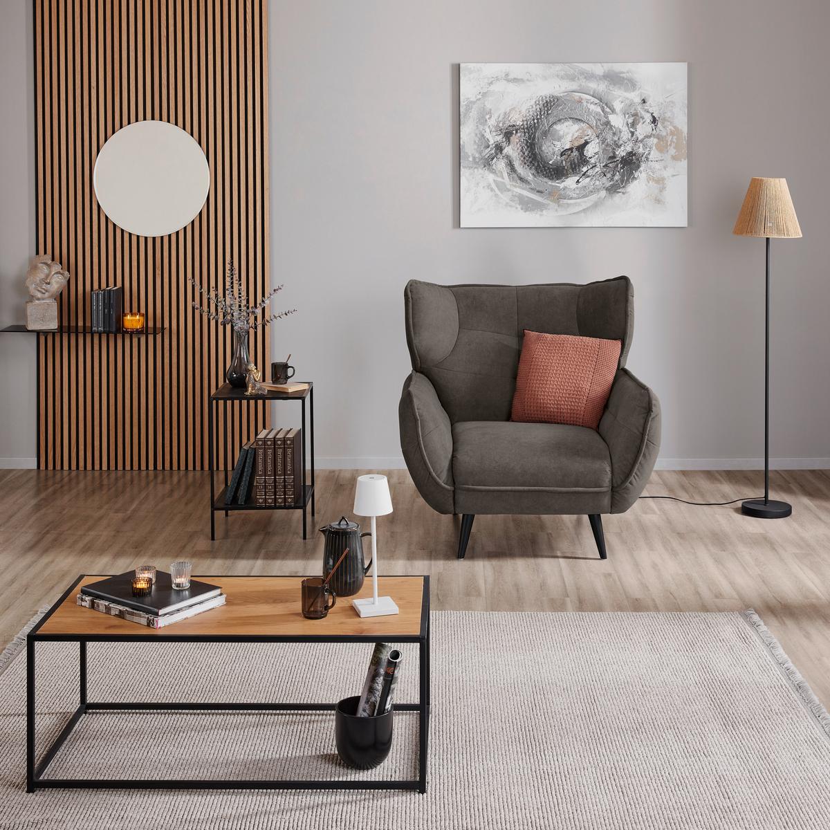Kreslo ušiak PESCARA, hnedá - hnedá/čierna, Modern, textil (103/105/98cm)