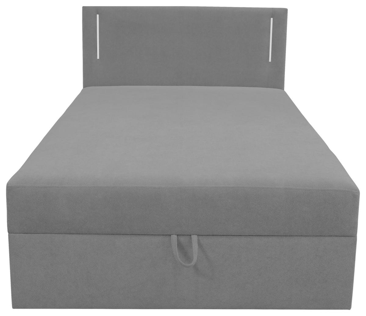 Boxbett mit Bettkasten 120x200 cm Dunkelgrau Carlos - Dunkelgrau/Schwarz, Basics, Holzwerkstoff/Textil (120/200cm) - Livetastic