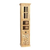 Hochschrank Mangoholz B: 44cm - Naturfarben, Design, Glas/Holz (44/188/35cm) - MID.YOU