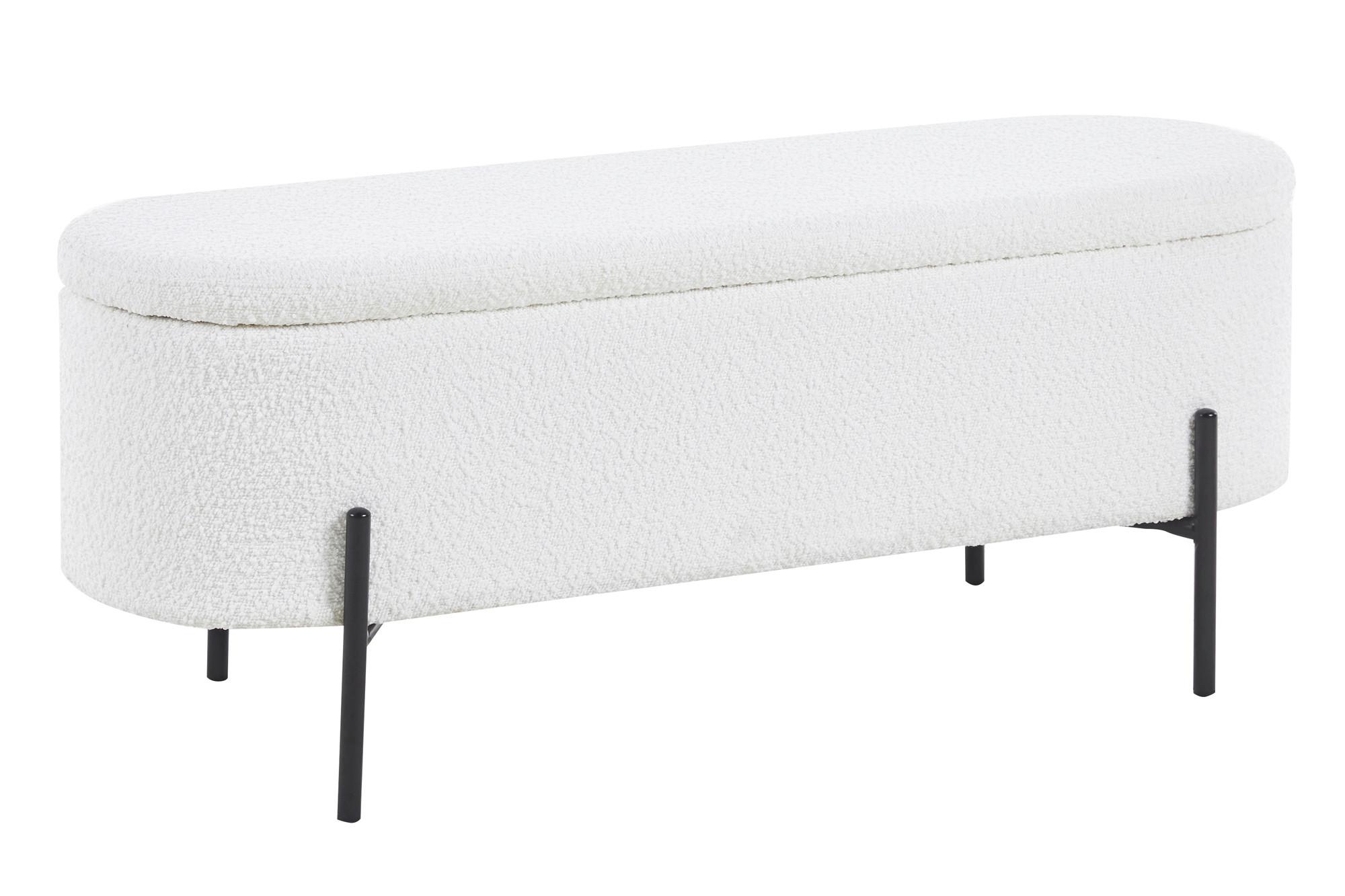 Hockerbank Weiß B: 110 Cm - Schwarz/Weiß, MODERN, Textil (110/44/40cm) - Livetastic