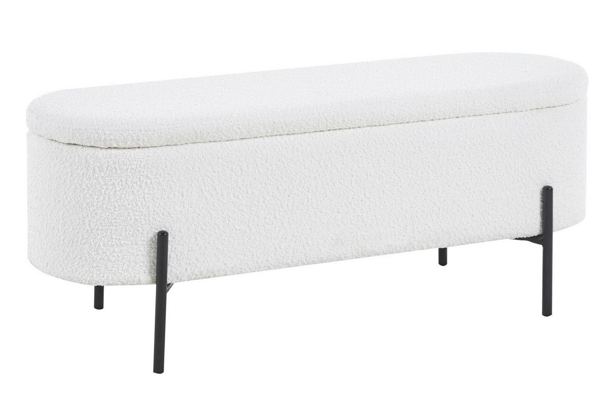 Hockerbank Weiß B: 110 Cm - Schwarz/Weiß, MODERN, Textil (110/44/40cm) - Livetastic