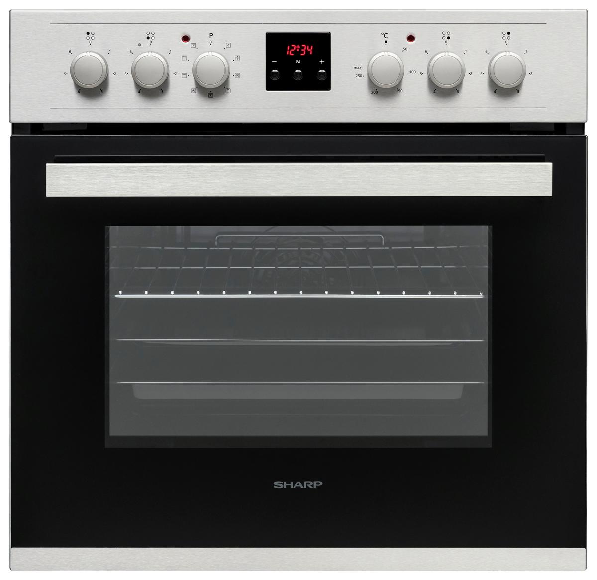 Einbauherd-Set K-62d19im0-Eu B: 59,5 cm Elektro-Glaskeramik - Edelstahlfarben/Schwarz, Basics (59,5/59,5/57,5cm) - Sharp