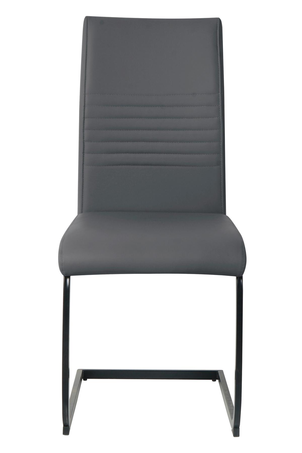 Stuhl-set Lederlook Grau, B: 42cm - Schwarz/Grau, Design, Kunststoff/Textil (42/97/59cm) - Livetastic