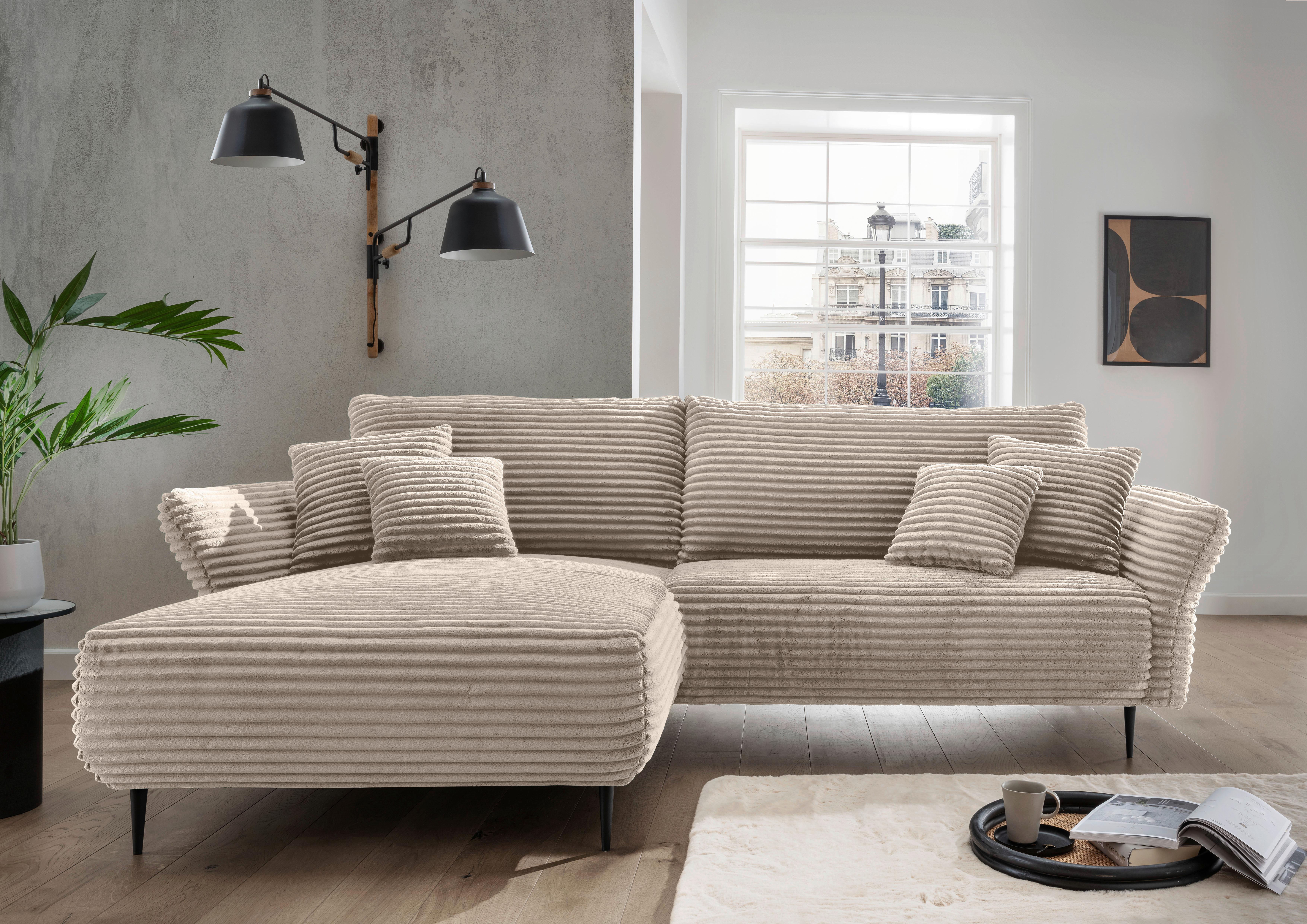 Ecksofa Vanilla Cappuccino S: 178x264-302 cm - Schwarz/Cappuccino, Design, Textil (178/264-302cm) - Livetastic