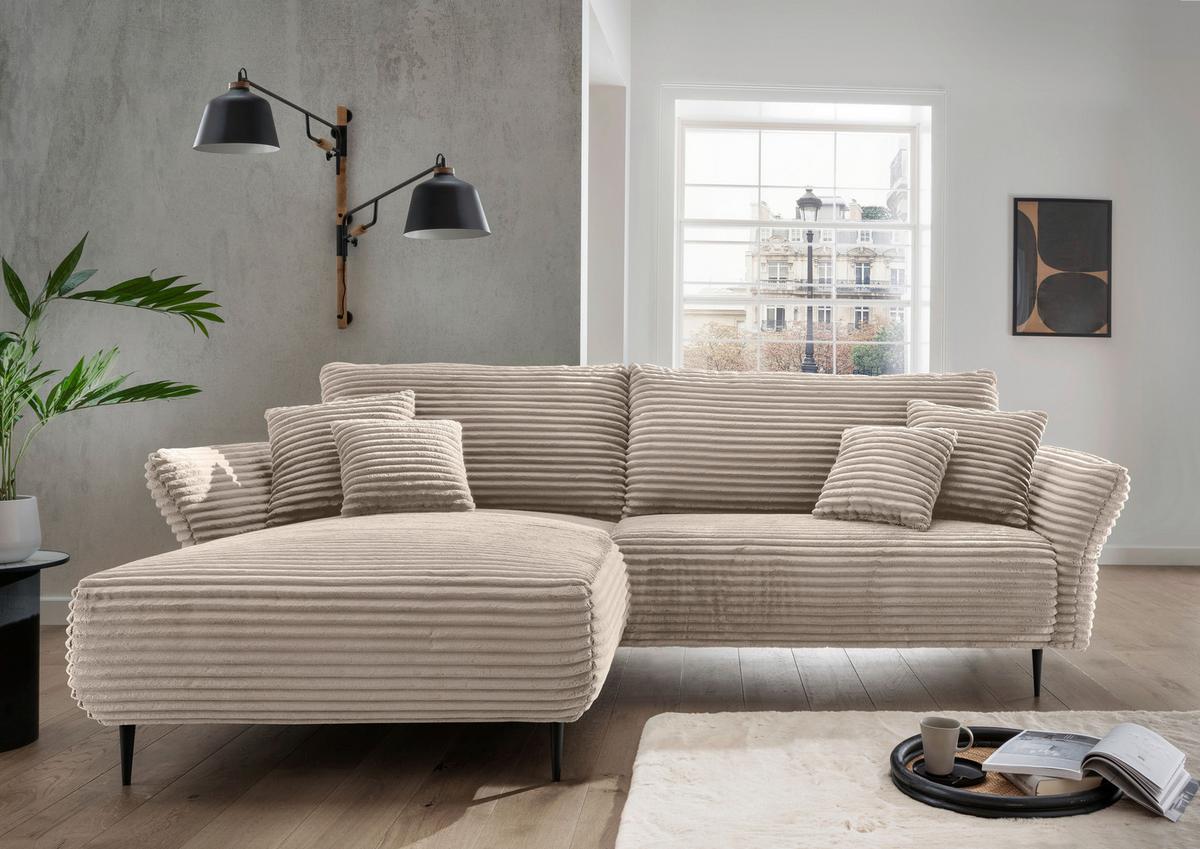 Ecksofa Vanilla Cappuccino S: 178x264-302 Cm - Schwarz/Cappuccino, Design, Textil (178/264-302cm) - Livetastic