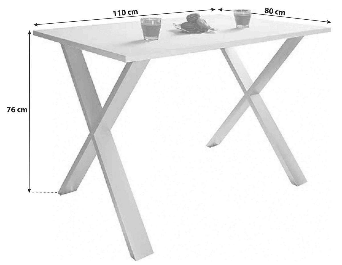 Jedálenský stôl XONA, biely, 110/80/76 CM - biela/strieborná, Basics, kompozitné drevo (110/80/76cm) - MID.YOU