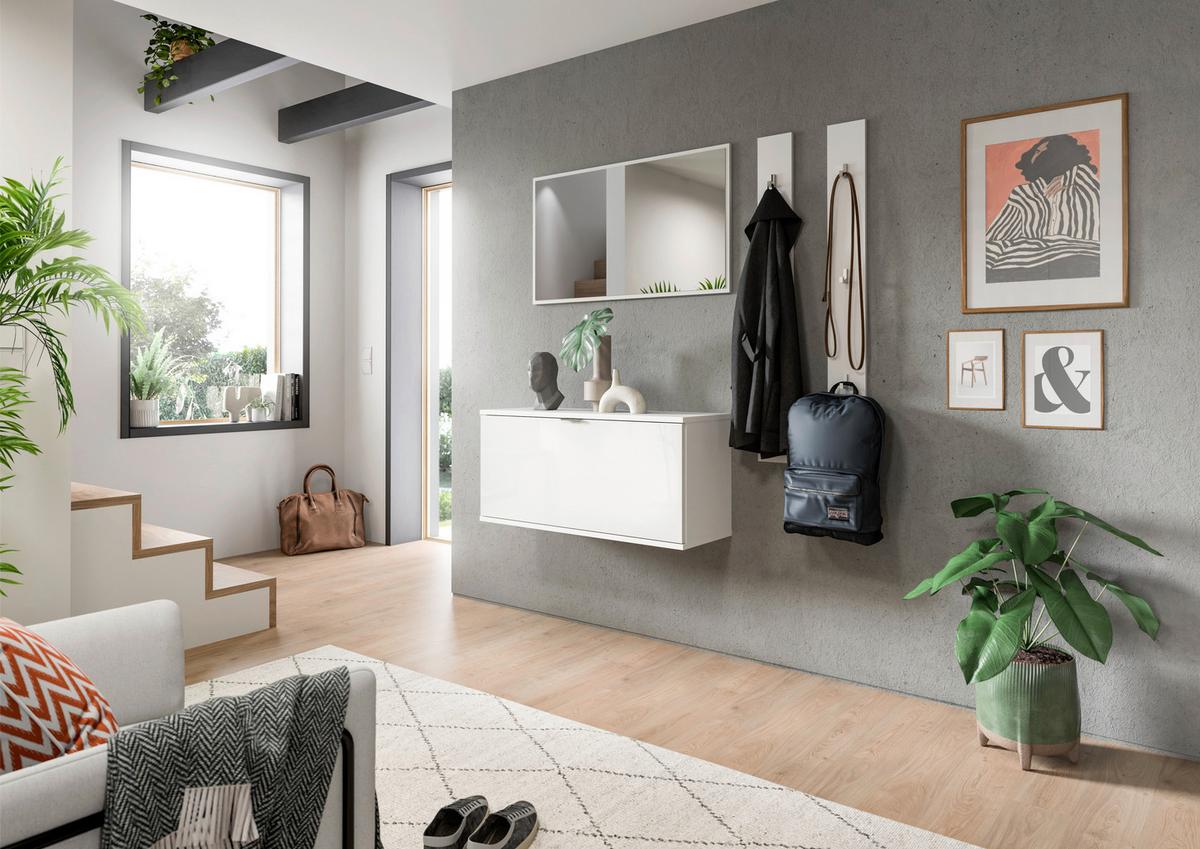 Schuhschrank Projekt X Weiß B: 92 Cm - Weiß Hochglanz/Schwarz, Design, Holzwerkstoff (92/42/32cm) - Livetastic