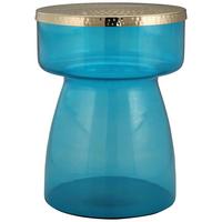 ODKLÁDACÍ STOLEK ROMAN - modrá/barvy zlata, Design, kov/sklo (36/48cm)