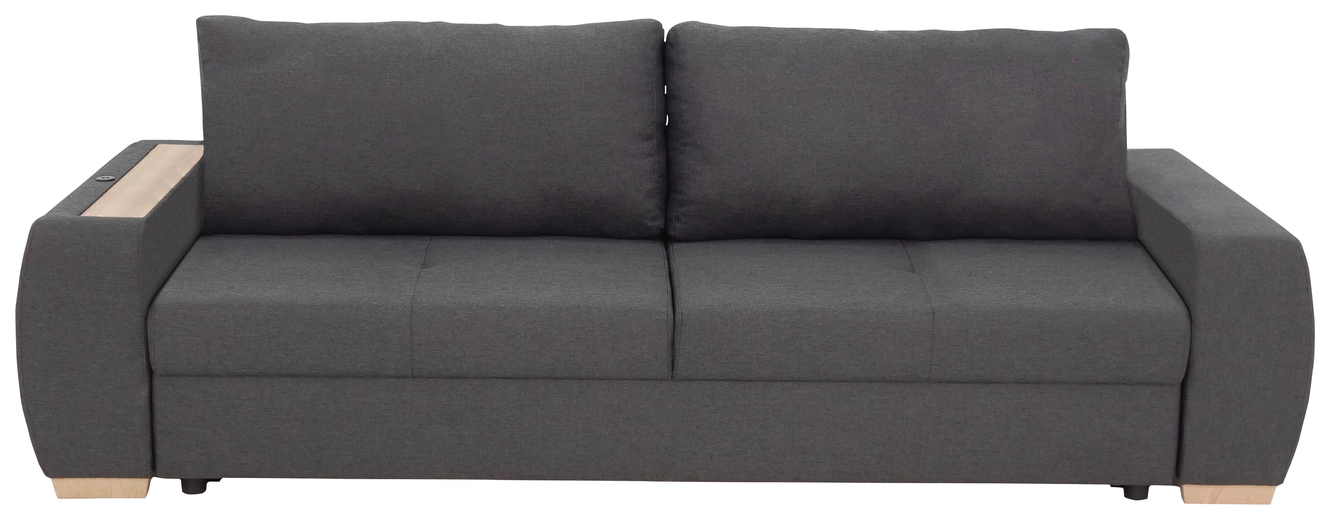 3-Sitzer-Sofa Mit Schlaffunktion Bongo Anthrazit - Anthrazit, Basics, Textil (238/85/88cm) - P & B