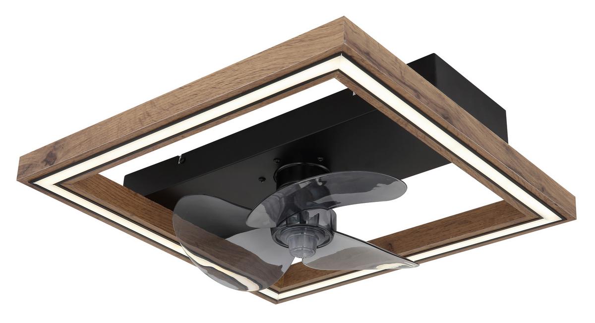 Deckenventilator 03659 - Dunkelbraun/Opal, Natur, Holzwerkstoff/Kunststoff (44/44/13,5cm) - Globo