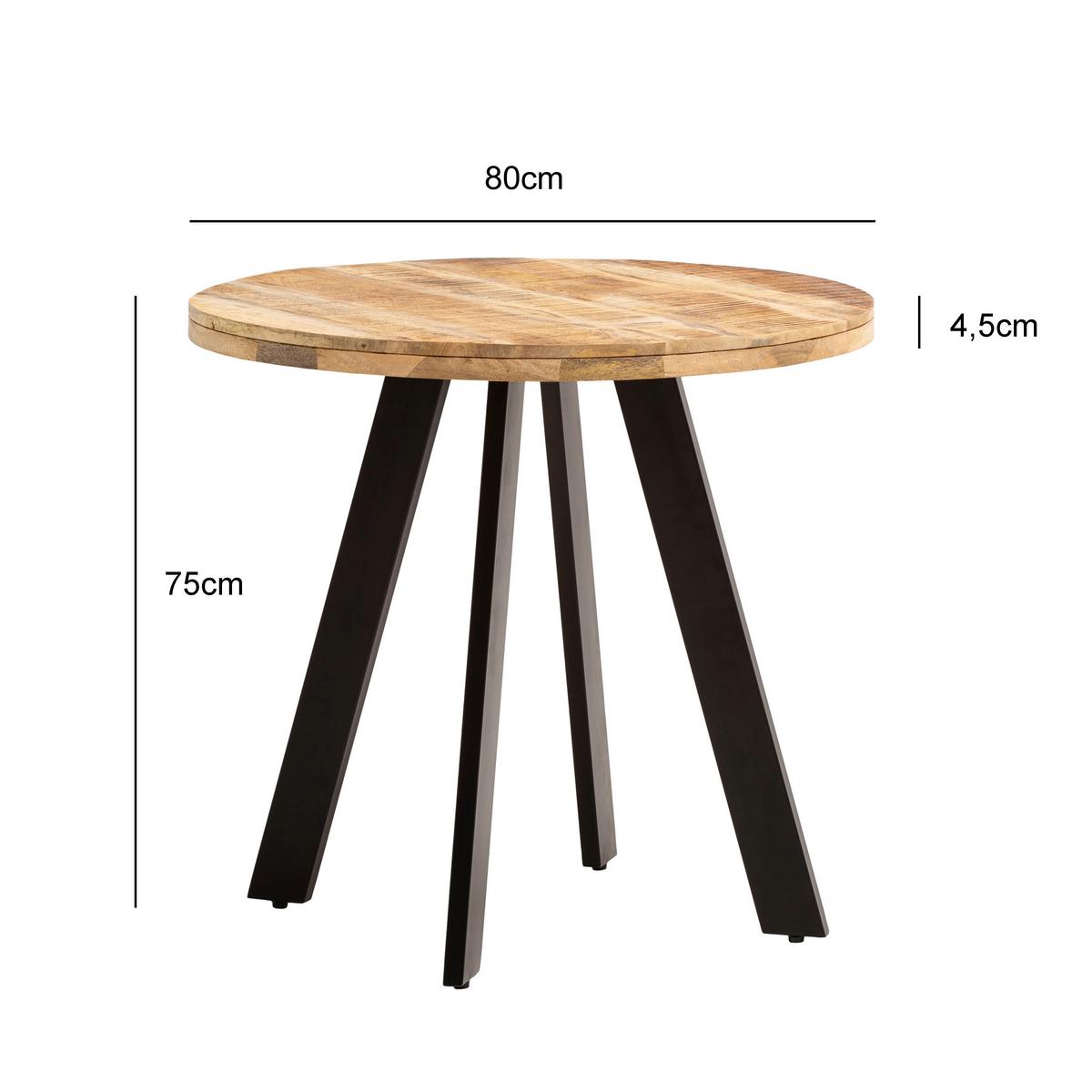 Esstisch Braun L: 80 Cm - Schwarz/Braun, Design, Holz/Metall (80/75cm) - MID.YOU