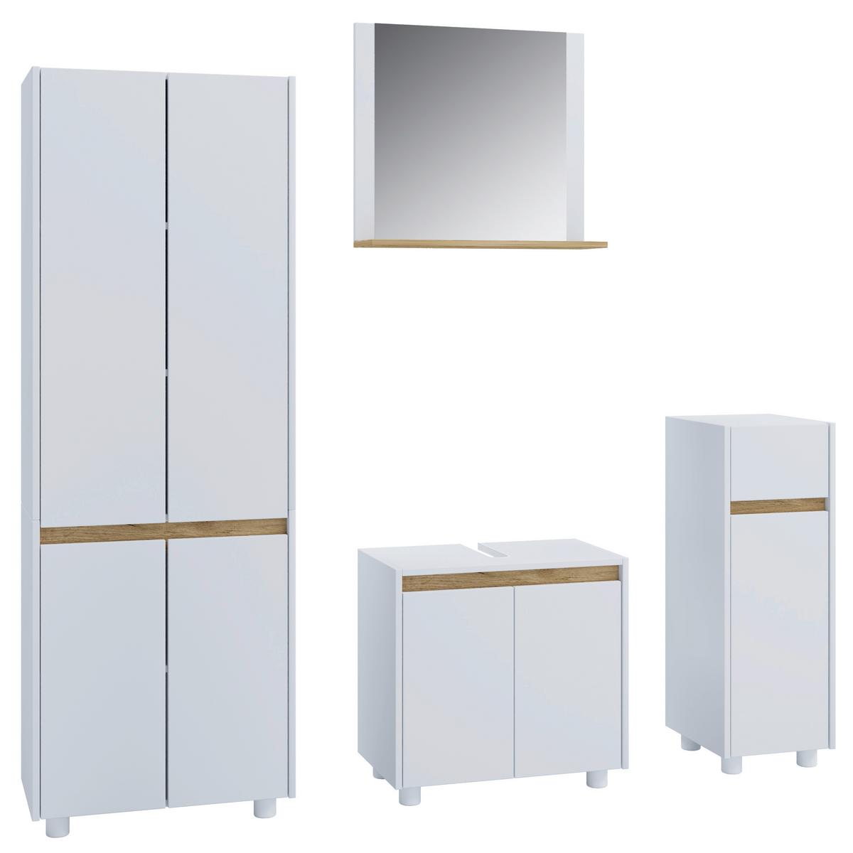 Fürdőszobabútor Cosila - méztölgy színű/fehér, Trend, faalapú anyag (154cm) - MID.YOU