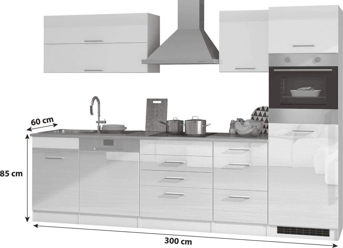 Küchenzeile Mailand mit Geräten 300 cm Anthrazit Elegant - Eichefarben/Anthrazit, MODERN, Holzwerkstoff (300cm) - Held