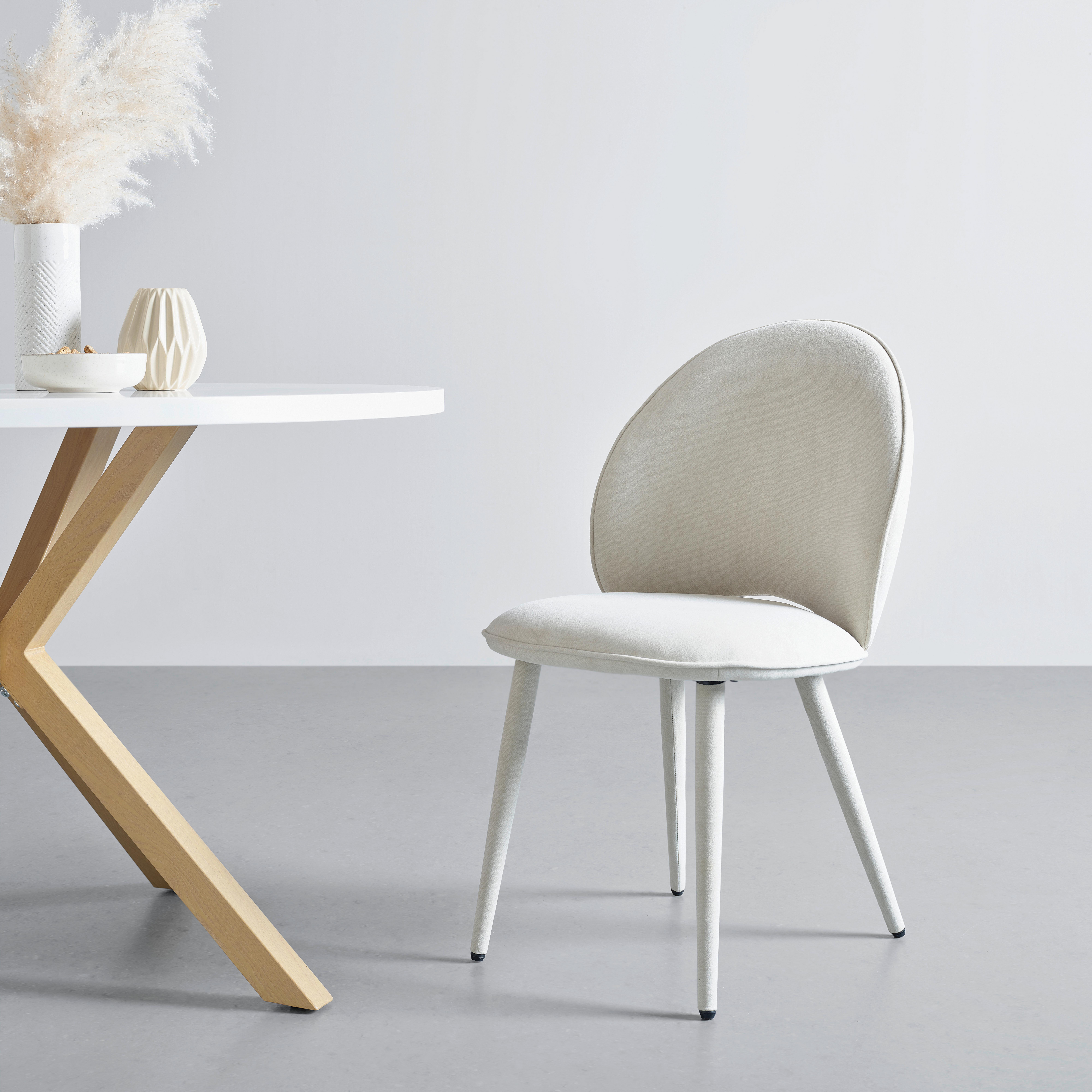 Stuhl Lavik - Beige, MODERN, Holz/Textil (50/87/58,5cm) - Livetastic