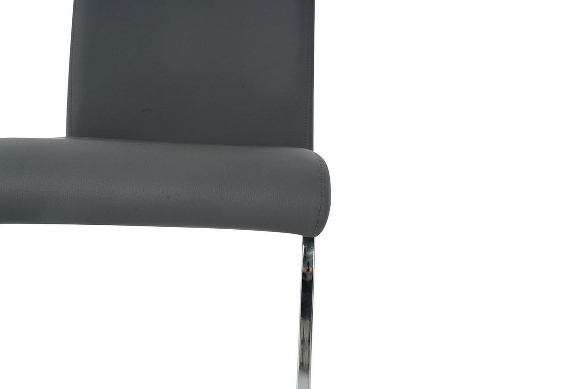 Stuhl-set Lederlook Grau, B: 42cm - Silberfarben/Grau, Design, Kunststoff/Textil (42/101/58cm) - Livetastic