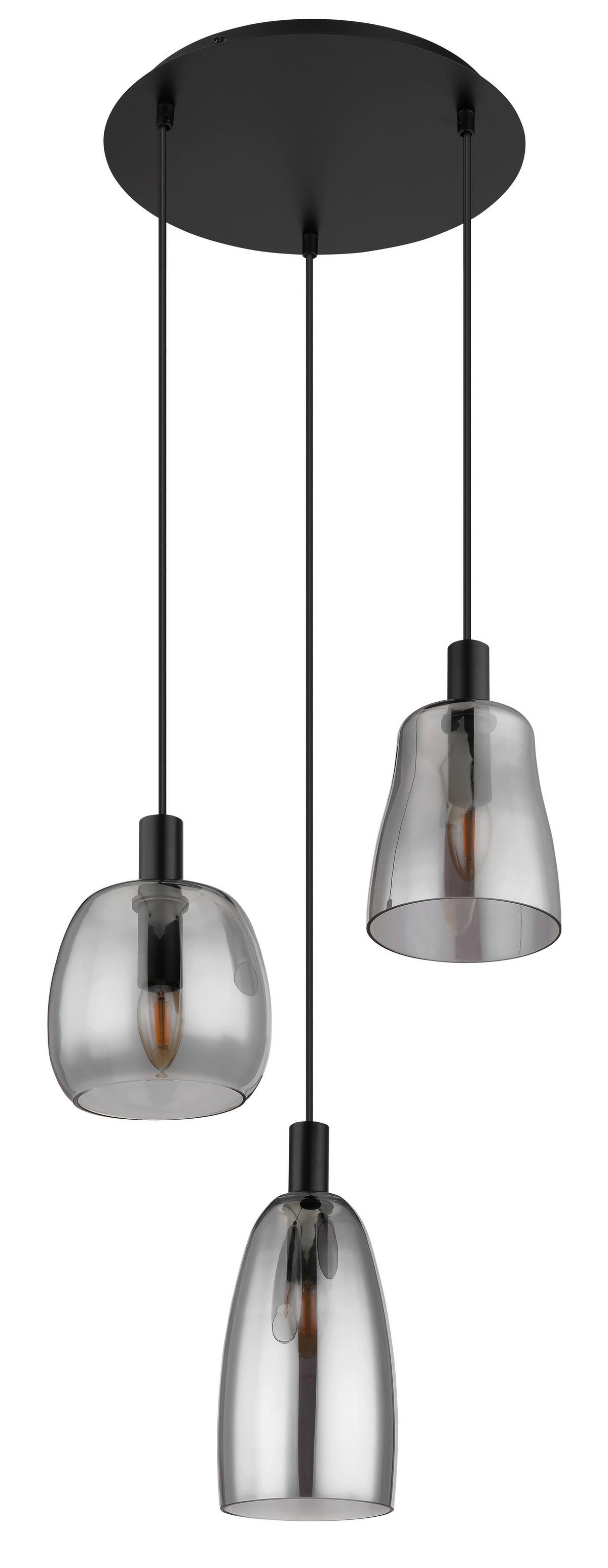 Hängeleuchte 15789-3hb - Schwarz, Design, Glas/Metall (43/150cm) - Globo