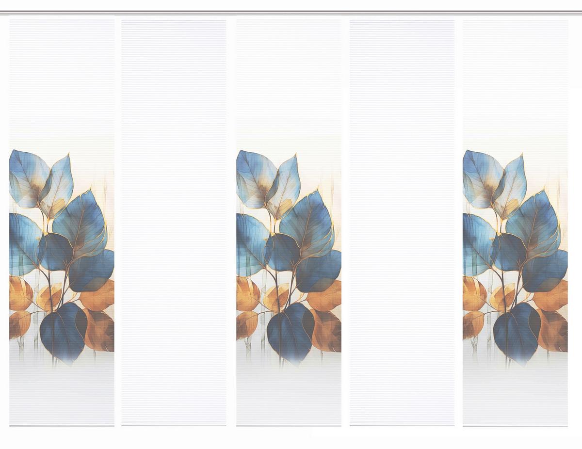 Flächenvorhang Thalin 5er Set - Blau/Weiß, Natur, Textil (60/245cm)