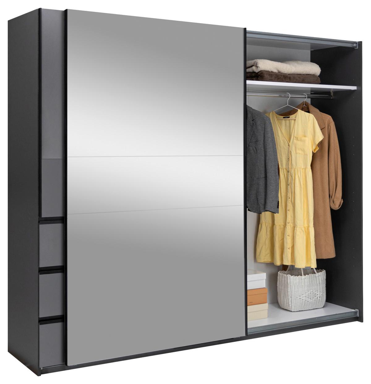 SCHIEBETÜRENSCHRANK Wilma Graphitfarben B: 250cm - Graphitfarben, MODERN, Holzwerkstoff (250/210/62cm) - P & B