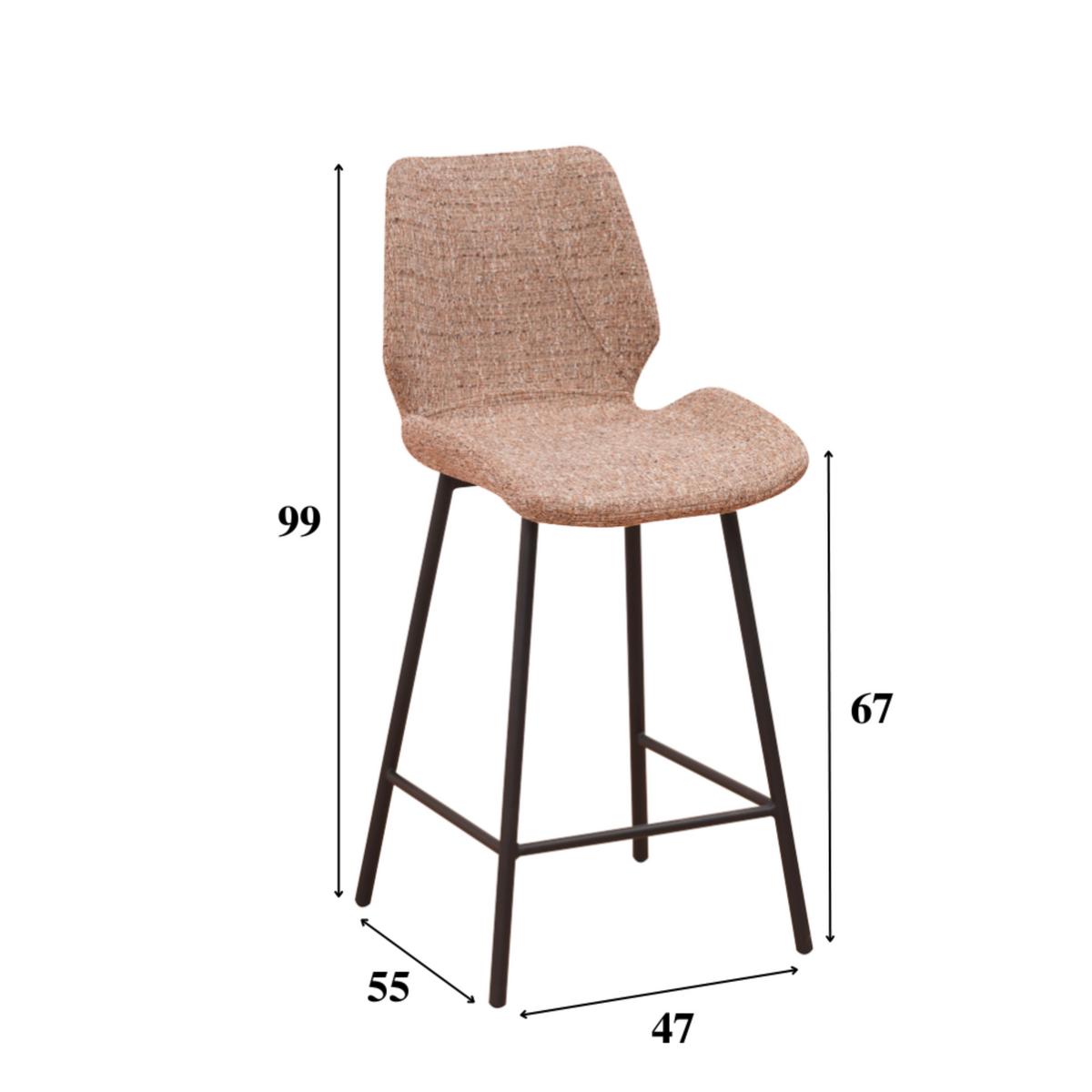 Barhocker-Set Barona Beige B: 47 cm - Beige/Schwarz, MODERN, Textil/Metall (47/99/55cm) - MID.YOU