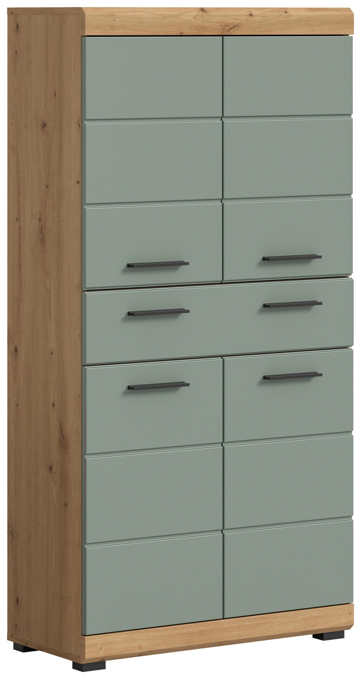 Midischrank Scout Salbeigrün B: 74 cm - Salbeigrün/Schwarz, MODERN, Holzwerkstoff (74/141/31cm) - MID.YOU